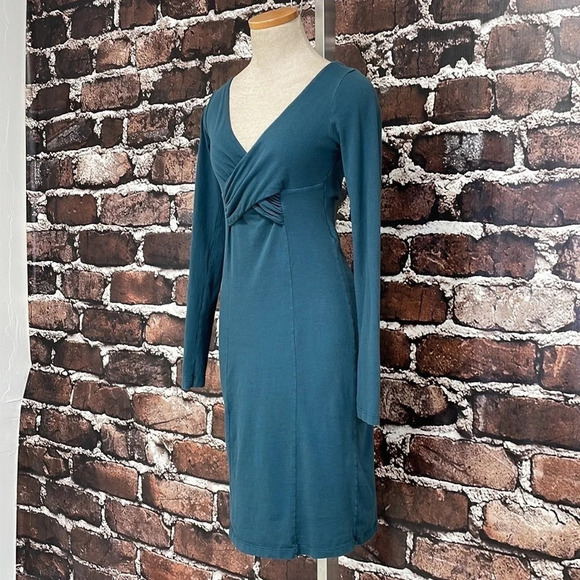 Velvet Nordstrom Midi Dress Sheath Long Sleeve V Neck Blue Size Small S - Picture 5 of 16